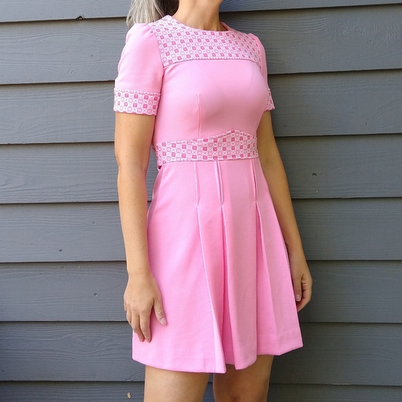 Vintage Dresses 97s Pink Mini Dress 70s Puffed Sleeve Xs Poshmark